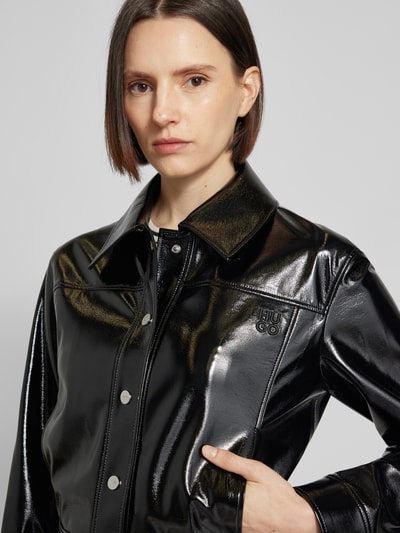 HUGO Cropped Blazer in Leder-Optik Modell 'Aiota' Black 3