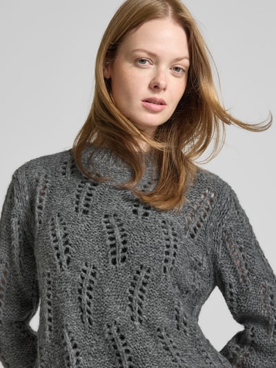 JOOP! Gebreide pullover met alpaca en ronde hals Lichtgrijs gemêleerd - 3