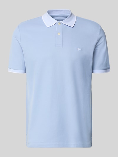 Productfoto, lichtblauw Modern Fit Poloshirt met Stitching van Fynch-Hatton, puur katoen, polokraag en knoopsluiting, ruglengte maat M 65 cm