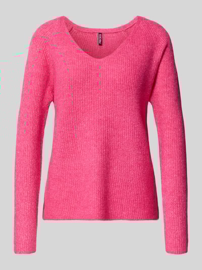 Pieces Regular Fit Strickpullover mit Rippstruktur Modell 'ELLEN' Pink 2