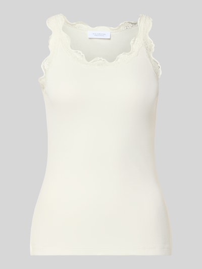 Rich & Royal Slim fit top met kant van pure katoen Offwhite - 1