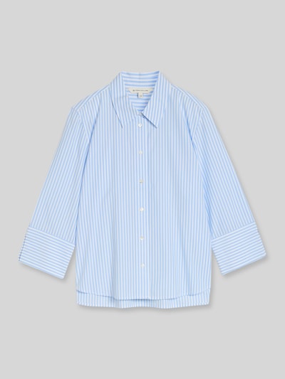 Produktfoto, Regular Fit Hemdbluse aus Lyocell-Baumwoll-Mix von Tom Tailor, Optik:Allover-Muster, Streifen-Optik, Popeline, hellblau-weiß gestreift