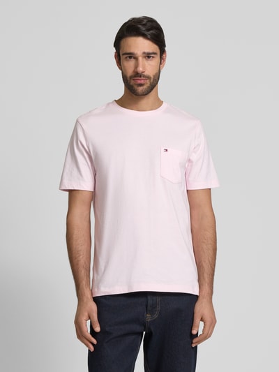 Tommy Hilfiger Regular fit T-shirt van puur katoen Felroze - 4