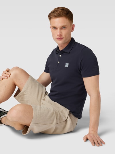 s.Oliver RED LABEL Poloshirt in gemêleerde look, model 'Washer' Marineblauw - 3