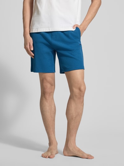 BOSS regular fit sweatshort van katoenmix model 'WAFFLE SHORTS' Blauw - 4