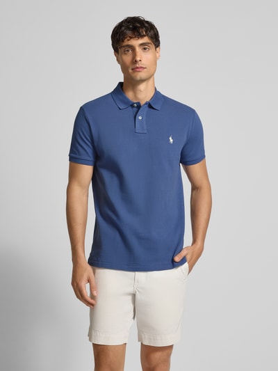 Polo Ralph Lauren Custom slim fit poloshirt met labelstitching Lichtblauw - 4