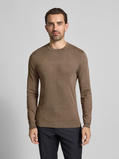 MCNEAL Gebreide pullover met ribboorden Middenbruin gemêleerd - 4