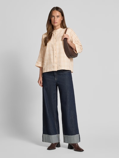 OPUS Relaxed fit blouse met 3/4-mouwen, model 'Fountry' Camel - 1