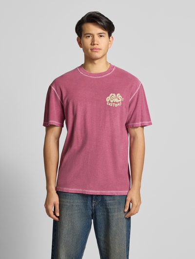 DEUS EX MACHINA T-shirt met labelprint en ronde hals Bordeaux - 4