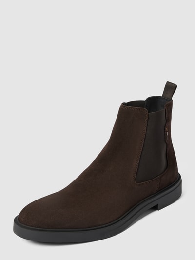 BOSS Chelsea Boots mit  Label-Details  Modell  'Calev' Dunkelbraun 1