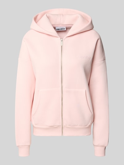 Produktfoto, Relaxed Fit Sweatjacke mit Kapuze von REVIEW z bawełny z nadrukiem z logo, krój relaxed fit, kaptur, zamek błyskawiczny, kieszeń kangurka