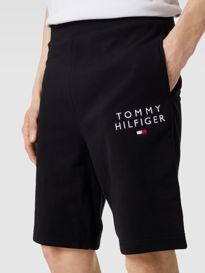 Tommy Hilfiger Szorty z dzianiny dresowej z nadrukiem z logo Czarny 3