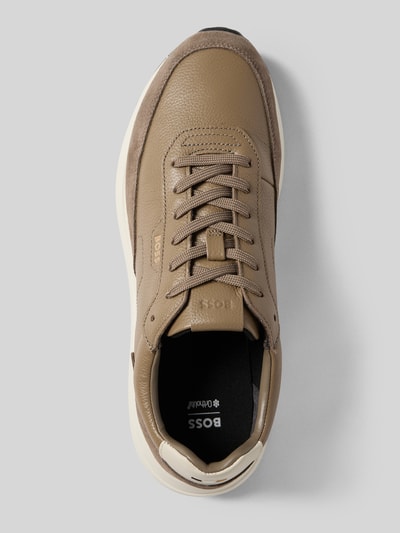 BOSS Lage sneakers van echt leer, model 'VINSTON' Taupe - 3