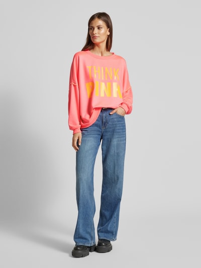 miss goodlife Oversized sweatshirt met labelprint Felroze - 1