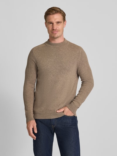 JOOP! Collection Gebreide pullover met kasjmier en ronde hals Lichtbruin - 4