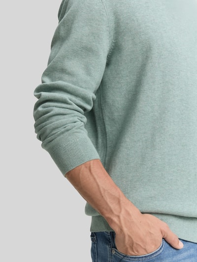 Tom Tailor Regular Fit Pullover aus reiner Baumwolle Mint Melange 3