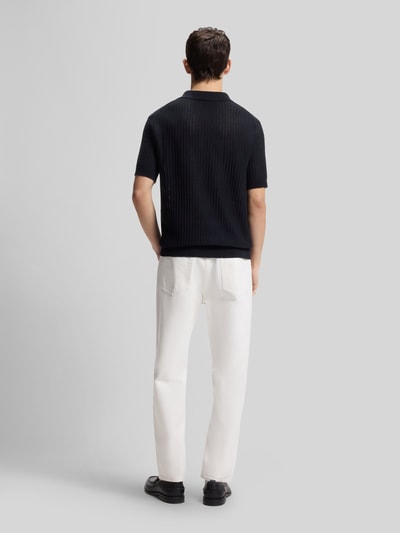 HUGO Regular Fit Poloshirt aus Baumwoll-Leinen-Mix Modell 'SEEMANT' Marine 5