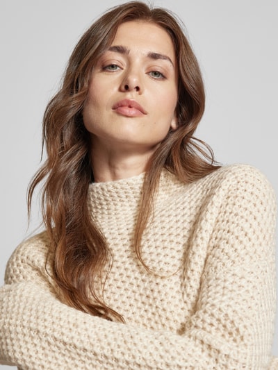 HUGO Gebreide pullover met opstaande kraag, model 'Safineynny' Ecru - 3