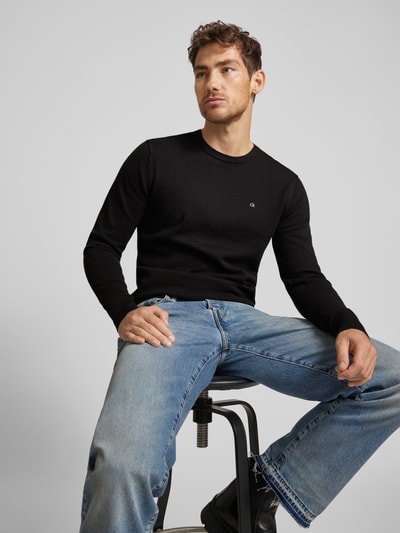 CK Calvin Klein Gebreide pullover met labelstitching Zwart - 3