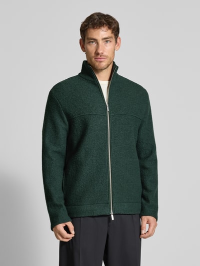 SELECTED HOMME Regular fit cardigan van zuivere wollen bouclé, model 'NEALY' Donkergroen - 4