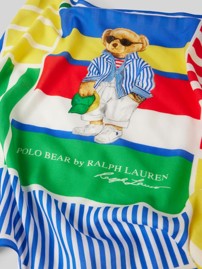 Polo Ralph Lauren Sjaal van een mix van katoen en zijde met motiefprint, model 'SPRING' Blauw - 2