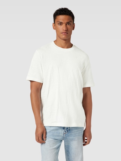 ARMANI EXCHANGE T-shirt z fakturowanym wzorem Złamany biały 4