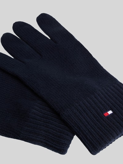 Tommy Hilfiger Rękawiczki z mieszanki bawełny i kaszmiru model 'ESSENTIALS FLAG' Granatowy 2