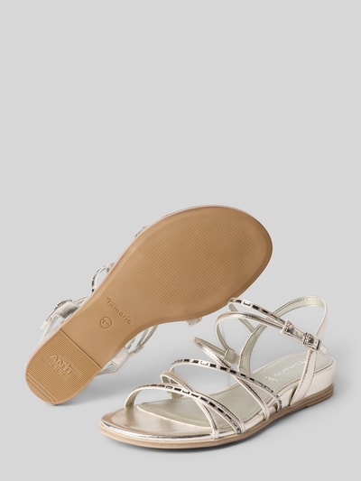 Produktfoto, Sandalen mit Strasssteinbesatz von Tamaris in Optik: Unifarben, Schuhspitze: Abgerundet, Absatzform: Flach, Label-Prägung, Dornschließe, strukturierte Sohle