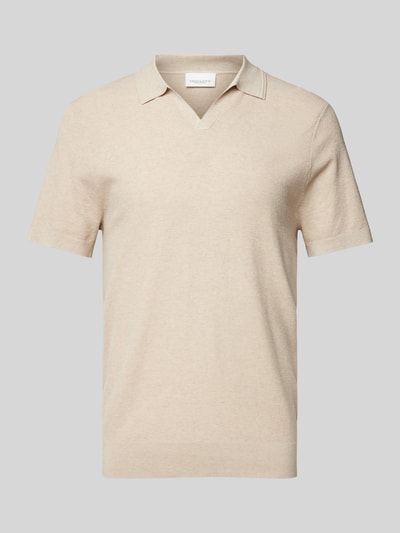 Profuomo Poloshirt met V-hals en zijde Beige - 2