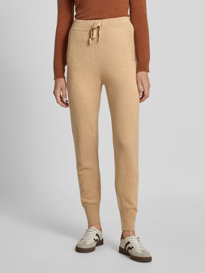 Jake*s Casual Broek van puur kasjmier met elastische band Zand gemêleerd - 4