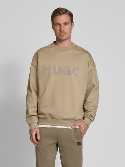 HUGO Sweatshirt mit Label-Print Modell 'Dinex' Hellbraun 4