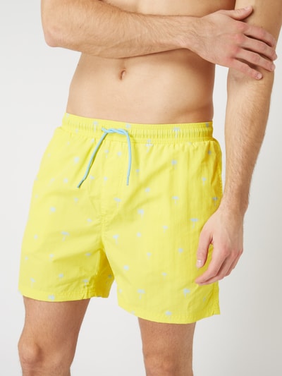 REVIEW Badeshorts mit Allover-Muster Neon Gelb 4