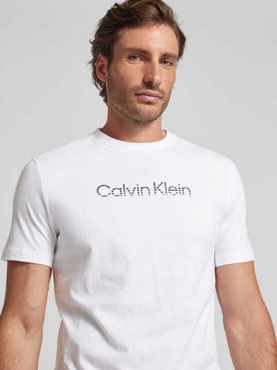 CK Calvin Klein T-Shirt mit Label-Print Weiss 3