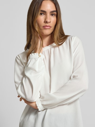 More & More Bluzka z dodatkiem wiskozy i falbanami Złamany biały 3