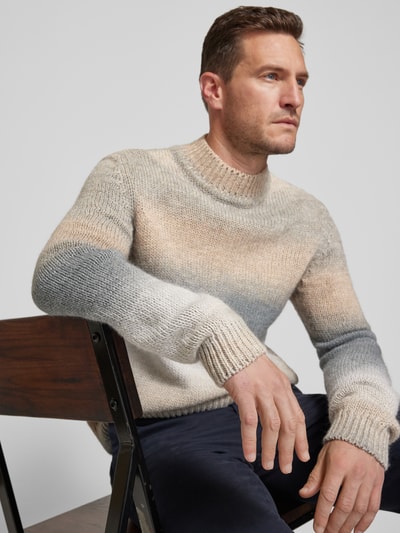 Brax Gebreide pullover met labeldetail, model 'Buddy' Lichtgrijs - 3