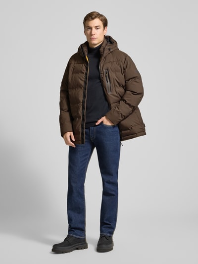 camel active Parka met capuchon en klepzakken, model 'TEXXXACTIVE' Donkerbruin - 1