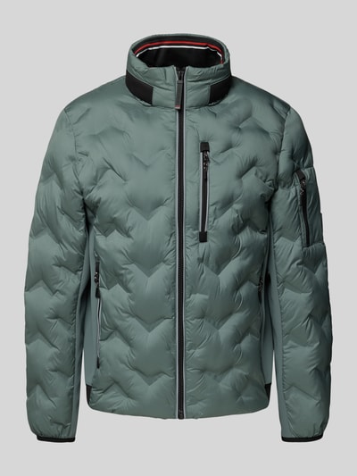 Tom Tailor Regular fit gewatteerd jack met opbergbare capuchon in de kraag Rietgroen - 2
