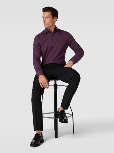 Jake*s Slim Fit Business-Hemd mit Kentkragen Dunkelrot 1