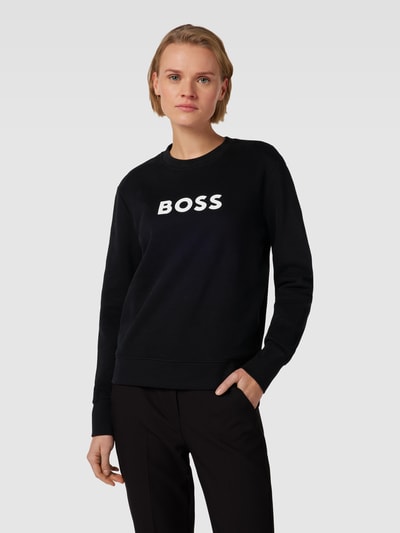 BOSS Orange Sweatshirt met labelprint, model 'Elaboss' Zwart - 4
