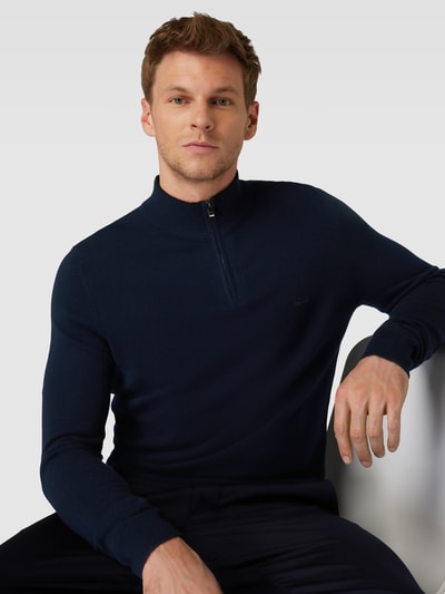 BOSS Strickpullover mit Troyer-Kragen Modell 'Marlo' Marine 3