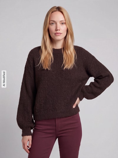 VERO MODA Pullover mit strukturierter Oberfläche Modell 'CARMEN' Schoko 4