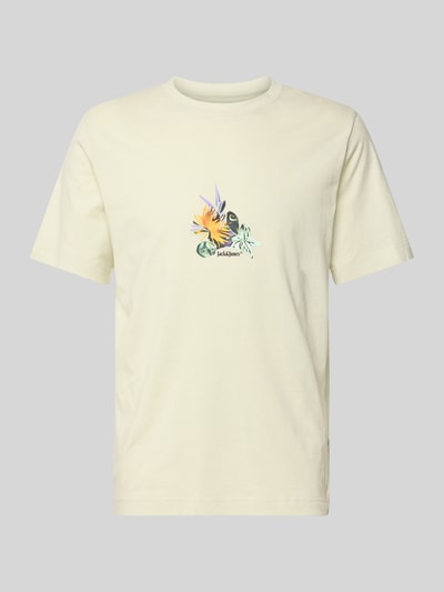 Jack & Jones T-Shirt mit geripptem Rundhalsausschnitt Modell 'VARENNA' Beige 2