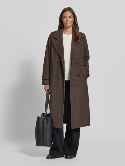 VERO MODA Wollmantel mit doppelreihiger Knopfleiste Schoko Melange 1