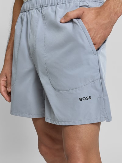 BOSS Green Szorty sportowe o kroju relaxed fit z elastycznym pasem Szaroniebieski 3