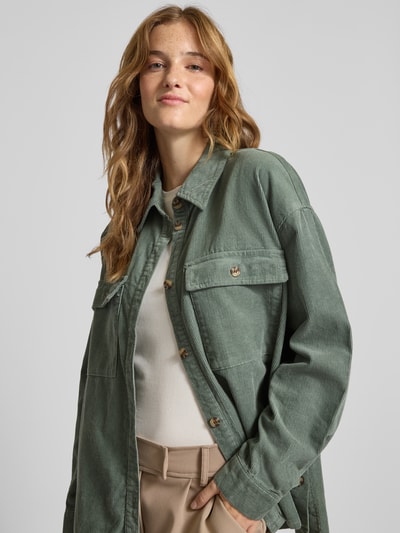 Only Loose Fit Hemdjacke aus reiner Baumwolle Modell 'MOXIE' Schilf Melange 3