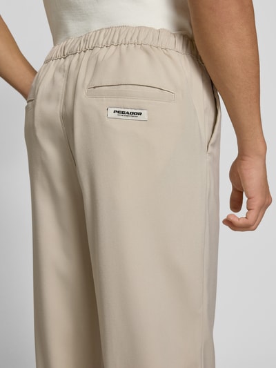 Pegador Wide leg stoffen broek met vaste persplooien, model 'Belds' Offwhite - 3