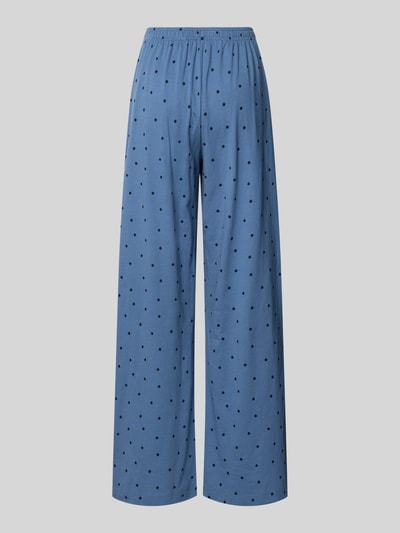 Produktfoto, Pyjama-Hose aus reiner Baumwolle mit elastischem Bund von Jake*s Casual, luźny krój, szerokie nogawki, bawełna, niebieski z czarnymi kropkami