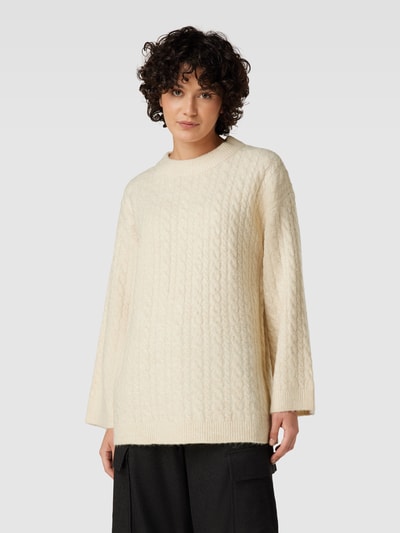 Vero Moda Gebreide pullover met kabelpatroon, model 'HEIDI' Beige gemêleerd - 4