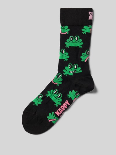 Happy Socks Socken mit Motiv-Stitching Modell 'Frog' Black 1