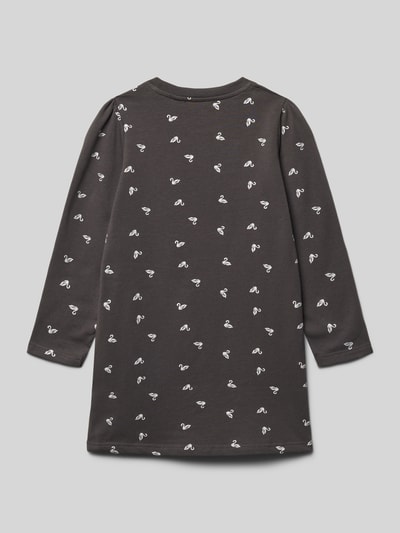 Blue Seven Sukienka mini z prążkowanym, okrągłym dekoltem Grafitowy 3